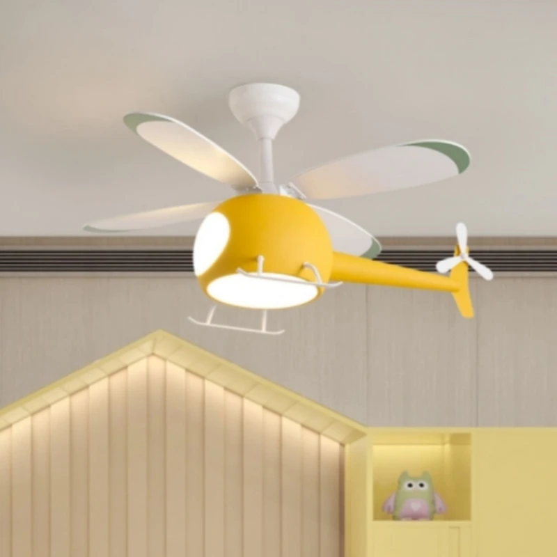 Cartoon LED Ceiling Fan Lamp Helicopter Light Chandelier for Children's Room Living Room Bedroom Indoor Lighting Fixture Luster