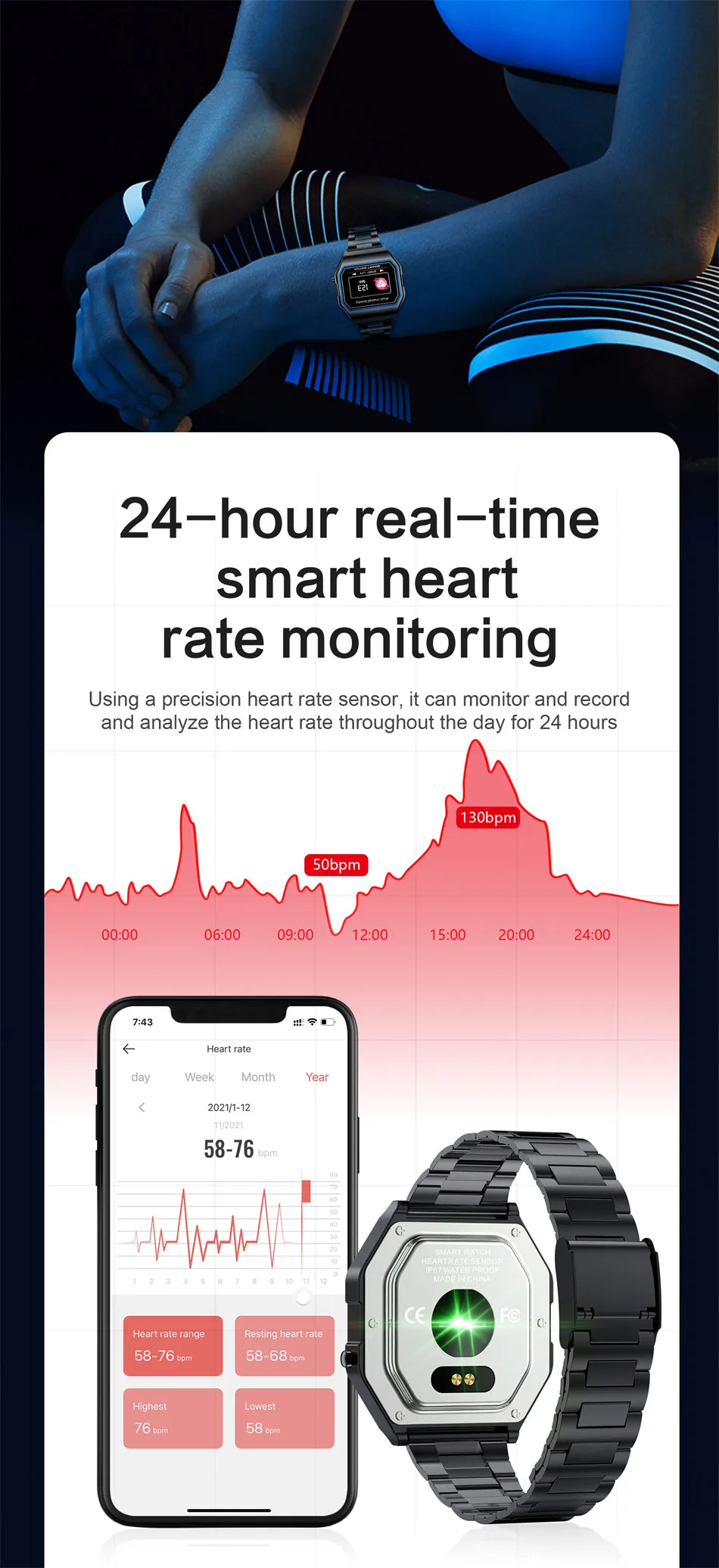 2022 New Call/SMS Reminder Smart Watch Men Single Touch Sport Fitness Tracker IP67 Waterproof Smartwatch Women for Android IOS