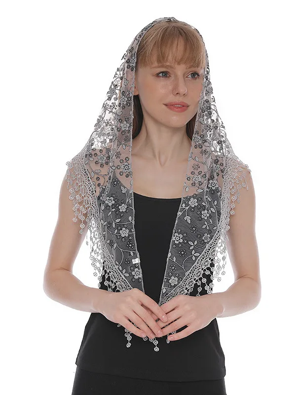 

Fashion Women Triangle Wrap Lady Shawl Female Tassel Shawls Scarves Flower Lace Scarf Spring Summer Photo Props Accessories