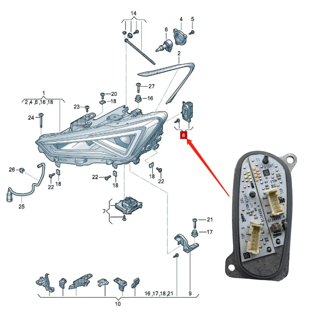 LED-Scheinwerfer Tagfahrlicht Modul 5 fj941476 5 fj941475 90188326  