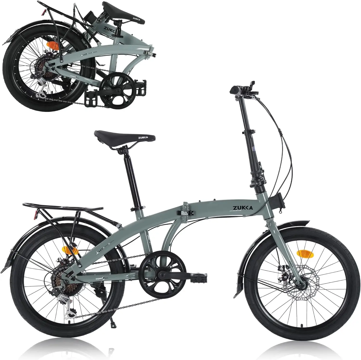ZUKKA Folding Bike 20-inch Foldable City Bicycle with 7 Speeds