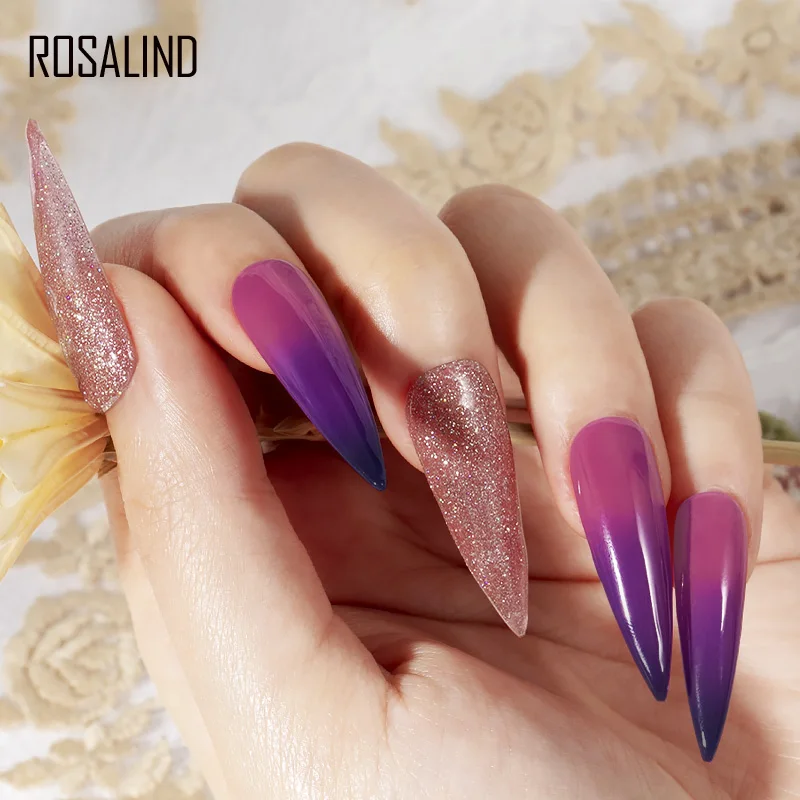 Nail Polish ROSALIND Thermal Nail Polish Temperature Changes Color UV Glitter Nail Gel Semi Permanent Varnishes Base Top All For Nails Art