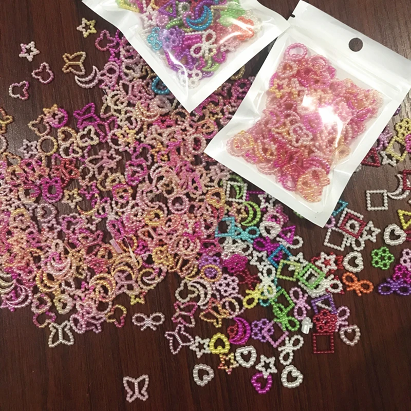 unids/bolsa Kawaii Nail Art Charm arcoíris corazones perla perlada Shaker Nail Art decoración Scrapbook Slime ACCESORIOS DE MANICURA| | - AliExpress