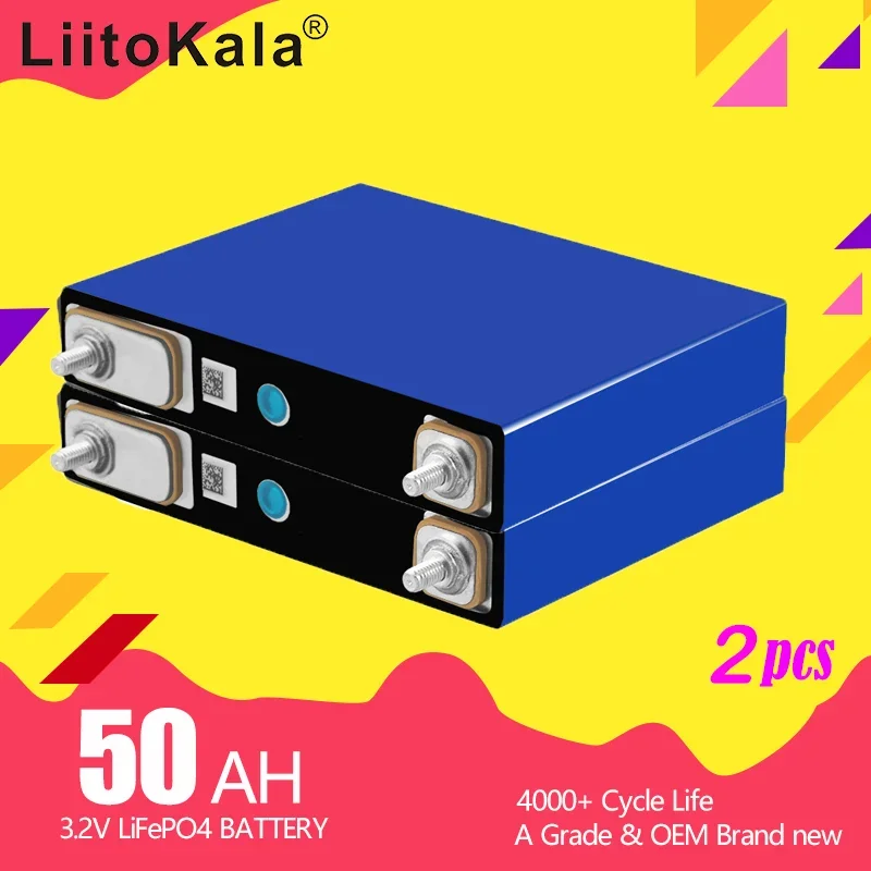 

2PCS LiitoKala 3.2v 50Ah 52Ah lifepo4 battery 3C 150A for electric bike battery pack diy 12v 24v solar Inverter golf cart