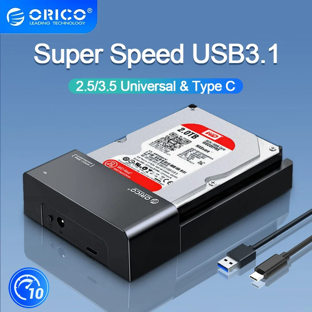 Orico 2.5 3.5 Polegada Hdd Case Sata para Usb 3.1 Gen2 tipo c Adaptador Ssd Caixa Hdd de Alta Velocidade Disco Rígido Case Externo para Laptop