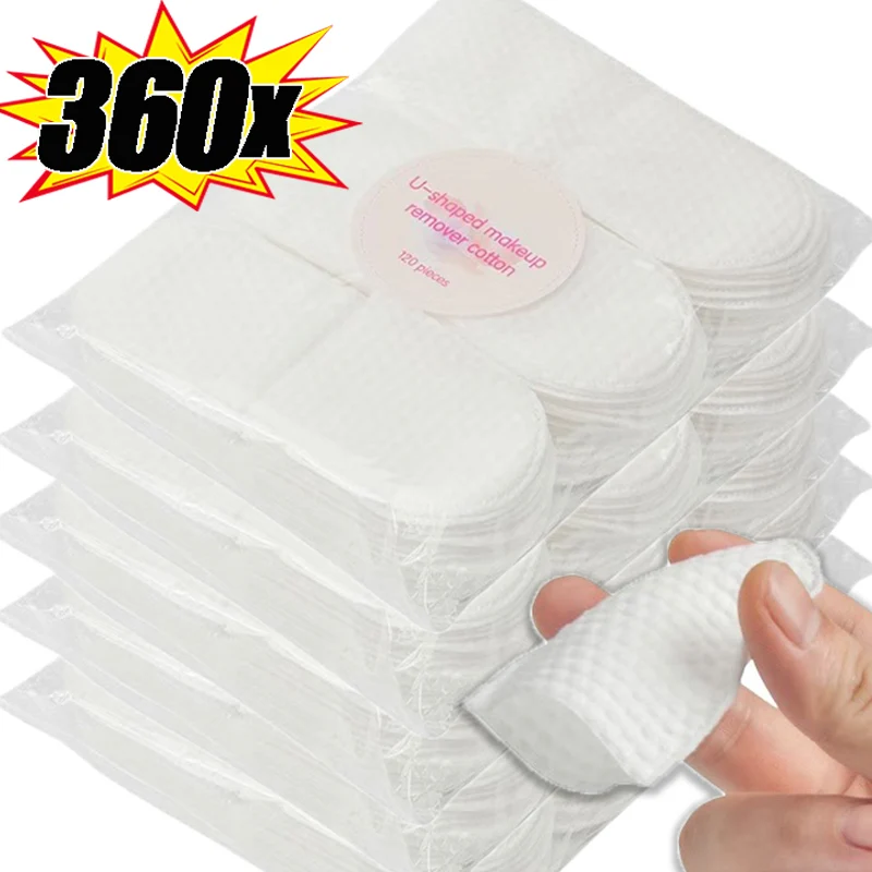 Description Picture 4 of item120/360Pcs U-shaped Makeup Removal Cotton Pads Disposable Removal Cleansing Soft 80G Pearl Embossing Cotton Pads Skin Care Tools