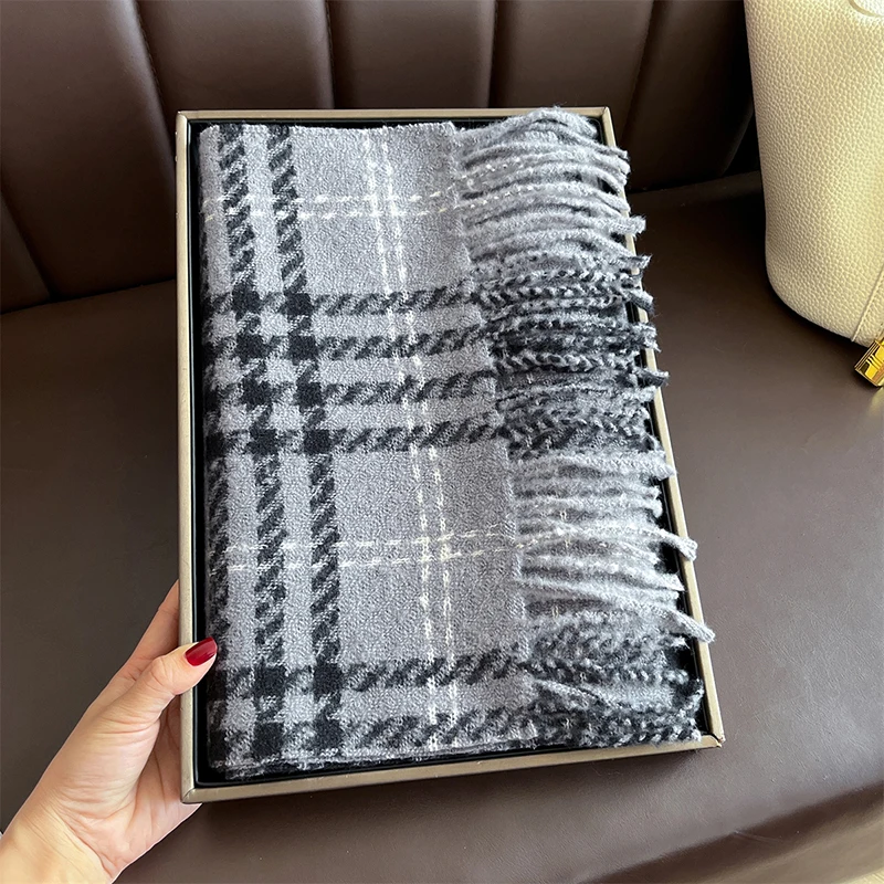 Kaschmir Warmer Schal für Frauen Luxusmarke Design Winter Männer Schal Wrap 2025, Plaid Weibliche Quaste Decken Poncho Echarpe Stola – Detail 10