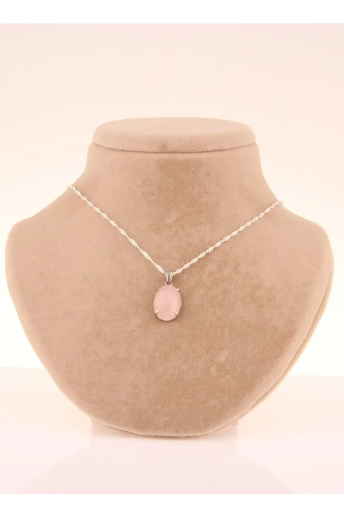 

Pink Quartz Necklace Silver Chain Bijouterie Jewelry & Jewelry Accessory