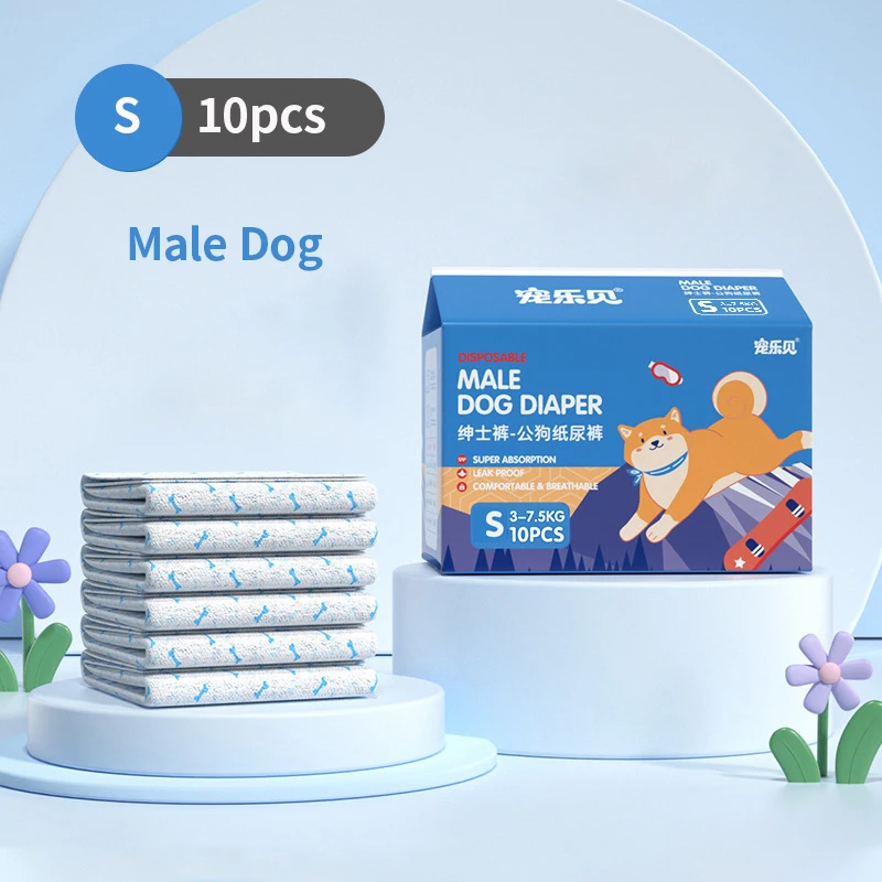 10-Pack Disposable Dog Diaper Pants - Adjustable, Leakproof, Breathable, and Safe