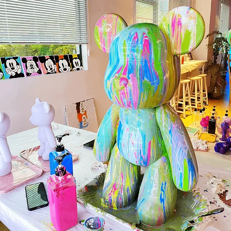 아크릴 페인트 유체 페인팅 베어 세트, 학생 DIY 수제 그래피티, 다양한 옵션, 흰색 배아 세트, 23 cm, 27cm, 60ml