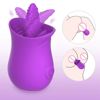 G Spot Silicone Vibrator With Tongue Licking Nipple Stimulator With 10  Levels Sex Toys With Powerful Motor Sex Toys For Women 2