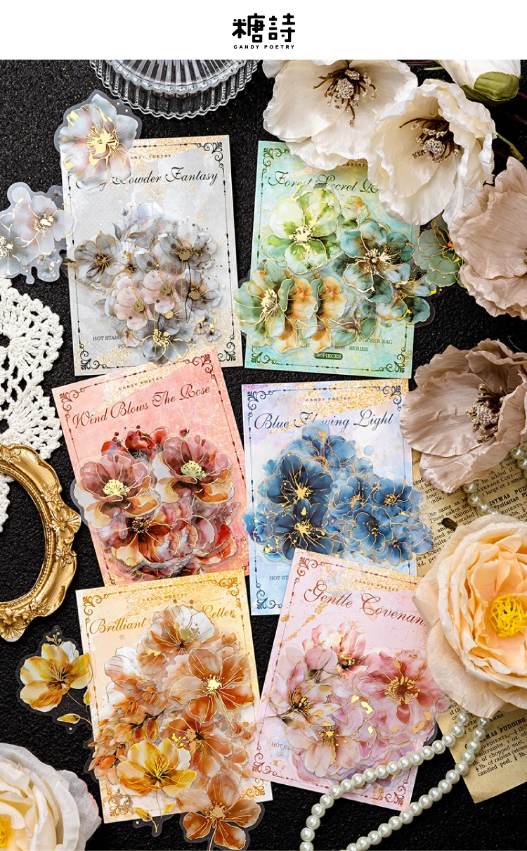 20 teile/paket heißes Stempeln Blumen aufkleber Haustier Materialien Collage Junk Journal DIY Scrap booking liefert Ästhetik Dekor Aufkleber – Detail 2