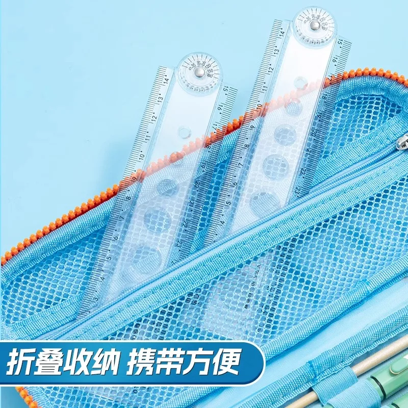 M&G Transparent Minimalist Folding Ruler 30cm Student Wave Ruler Portable Multifunctional Ruler