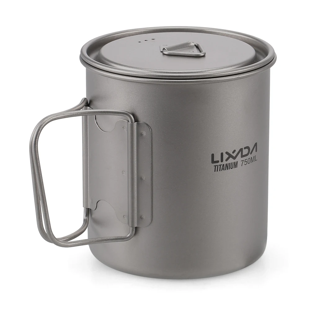 Portable Cups Portable Folding Cups Titanium Cup Lixada Ultralight Titanium Cup Portable Camping Picnic Water Cup Mug with Foldable Handle 300ml/350ml/420ml/550ml/650ml/750ml