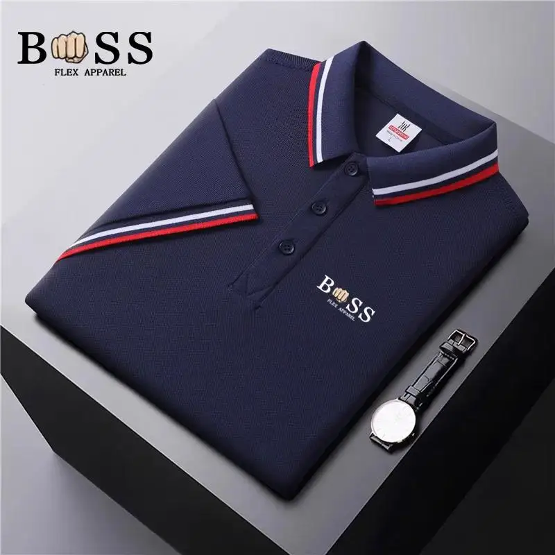 Men's Casual Short-Sleeved Top Summer Polo Shirt Office Fashion Stand Collar T-Shirt New Men's Breathable T Shirt Men's Clothing 4