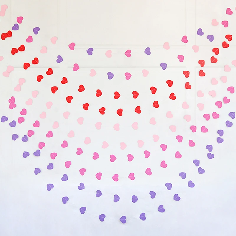

4m Love Heart Garland Rose Red Pink Purple Heart Banners Streamer Wedding Birthday Party Decorations Bachelorette Party Supplies