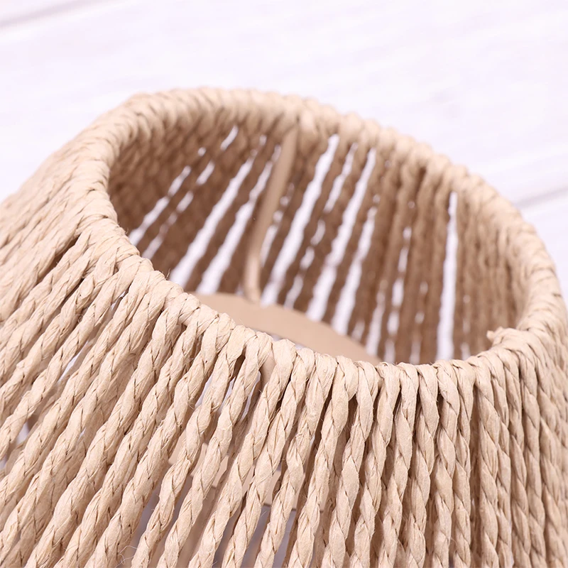 Straw Woven Lampshade Hanging Lamp Cover Rustic Lamp Shade for Home Hotel Restaurant