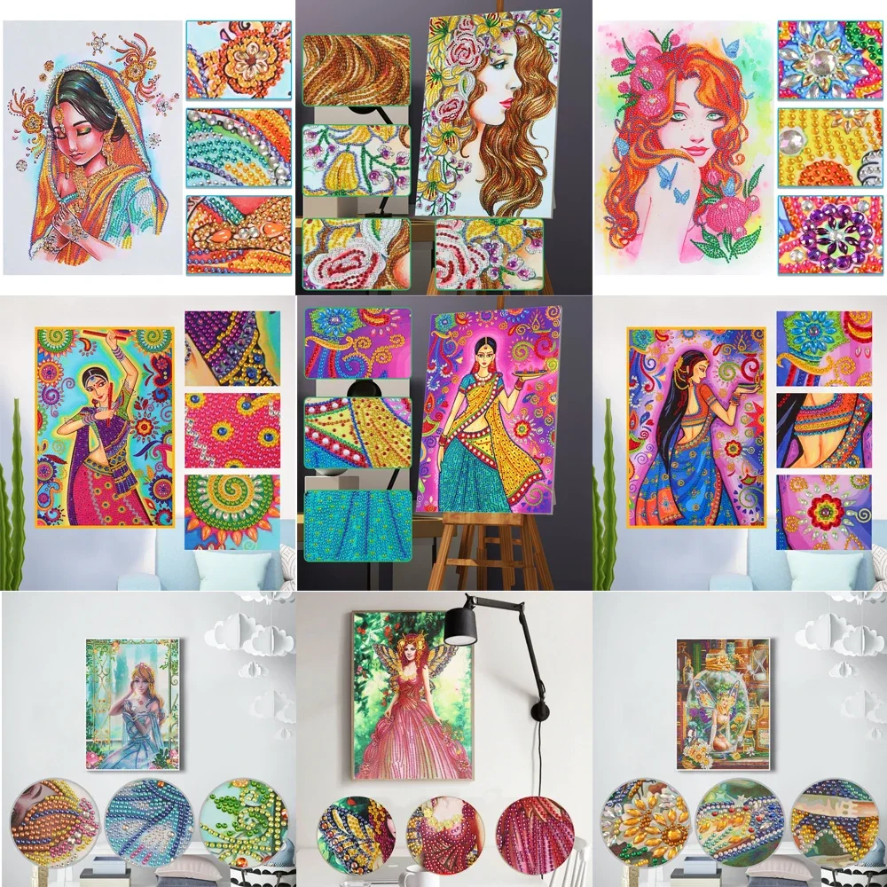 

5D DIY Partial Special Shaped Drill Diamond Painting People Kit Home Wall Decoration