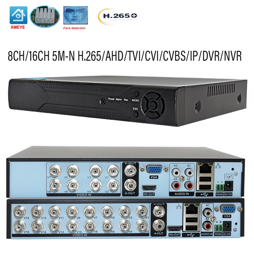 Xmeye 8CH 16Channel H.265 DVR 5M-N 4MP-N 1080P 720P CCTV Video Recorder For AHD CVBS Analog IP Camera Security Protection System 1
