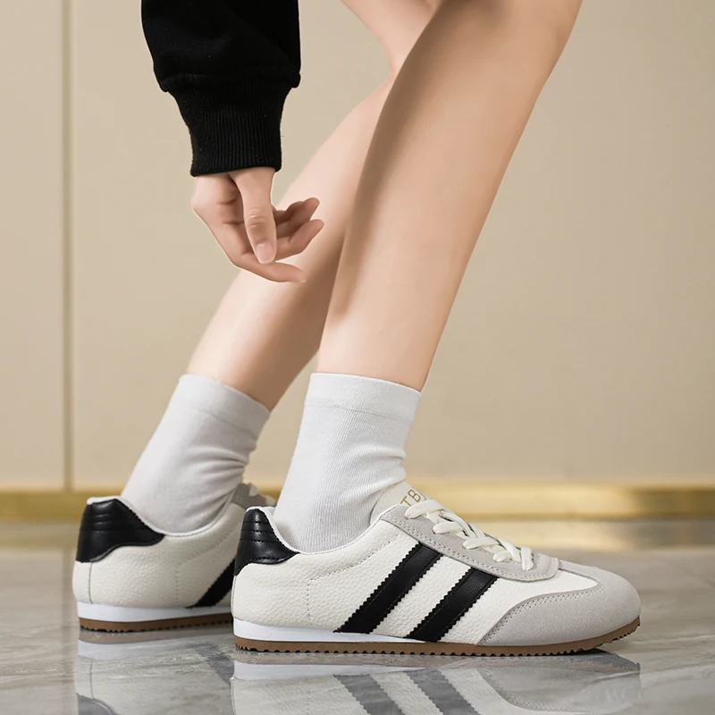 Board Shoes Women's Sneakers Muffin Thick Bottom Khaki Black White Color Matching Fashion Casual Sports
