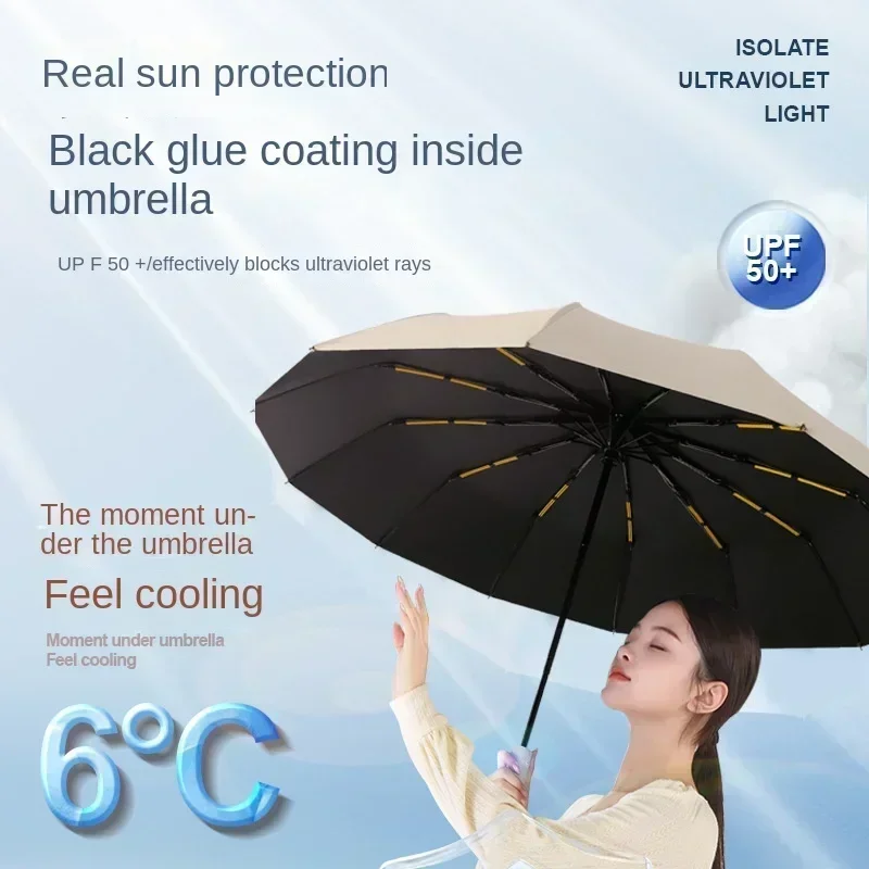 Windproof Strong Automatic Folding Umbrella Reinforced Fiberglass Ribs, UV 50+ Sun & Rain Protection Umbrellas for Men Women