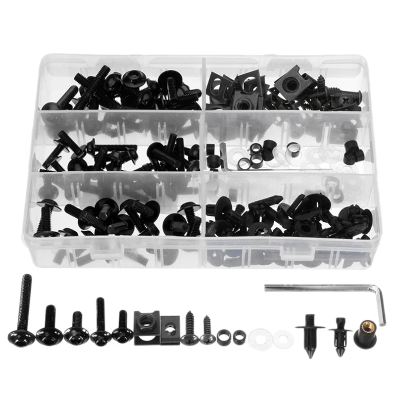 

198 Pcs Full Motorcycle Fairing Bolt Set Nut Bolt, Clip Screw Full Set For Yamaha Honda For Kawasaki For Suzuki