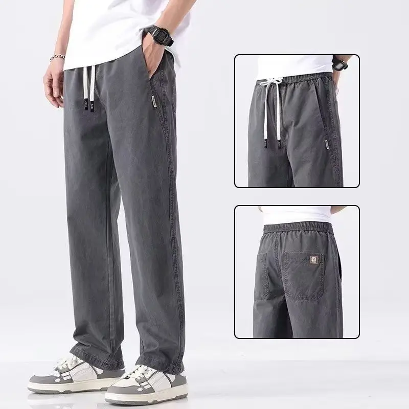Spring Autumn Elegant Fashion Harajuku Slim Fit Ropa Hombre Loose All Match Casual Pants Solid Pockets Sport Straight Leg Pants