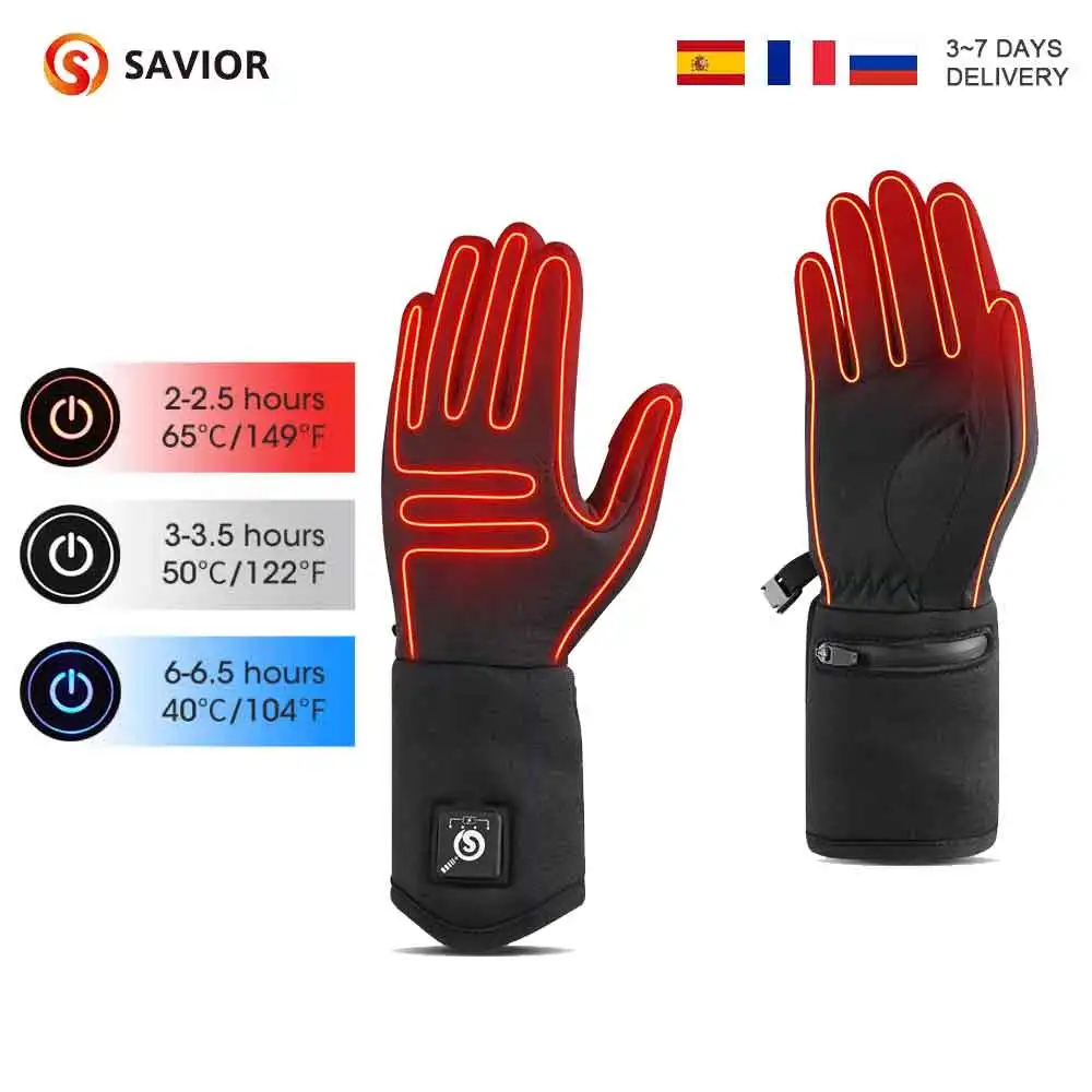 Savior S13 Heated Waterproof Motorcycle Gloves Guantes Motorbike Riding Heating Gloves Touch Gloves Warmer Covers Warmer Leather