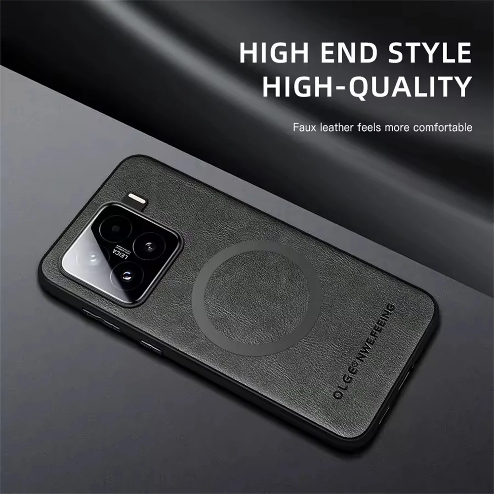 Magnetic Leather Protective Case with Magsafe Wireless Charging Compatibility