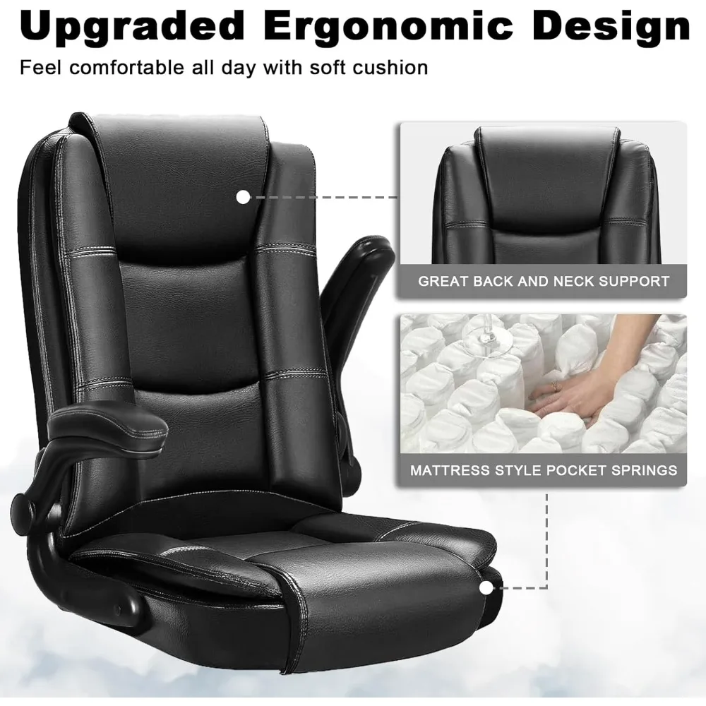 ergonomic high-back office chair with lumbar support and padded adjustable arms for home office use