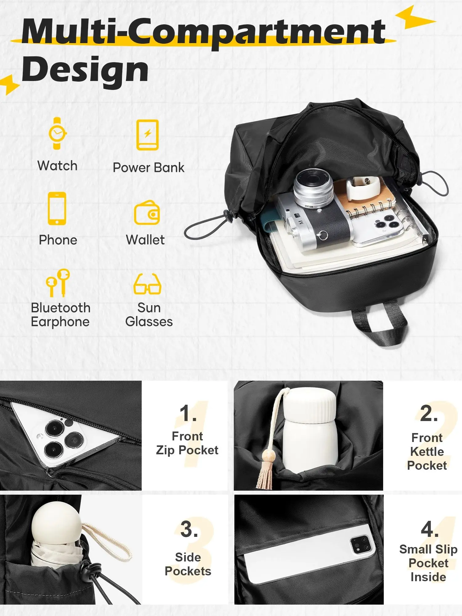 Anti-theft Men's Shoulder Bag Waterproof Chest Crossbody Bag Male Leisure Satchel Multi-Pockets Sling Bag, Can Hold a Water Cup