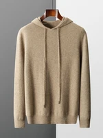 New Autumn Winter Men's Cashmere Hoodie Sweater 100% Merino Wool Hooded Pullover Large Size Knitwear Quality Soft Casual Jumpers 1