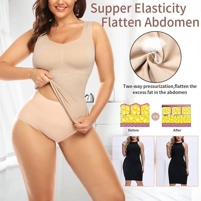 Women Body Shaper Bra Cami Tank Top Vest Corset Shapewear