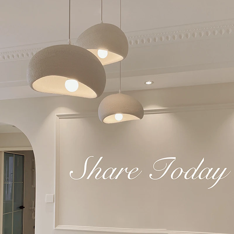 Pendant Lights 40CM Nordic Scandinavian Style Living Room Dining Table Bedroom Ceiling Bedside Wabisabi Decorative Hanging Lamp