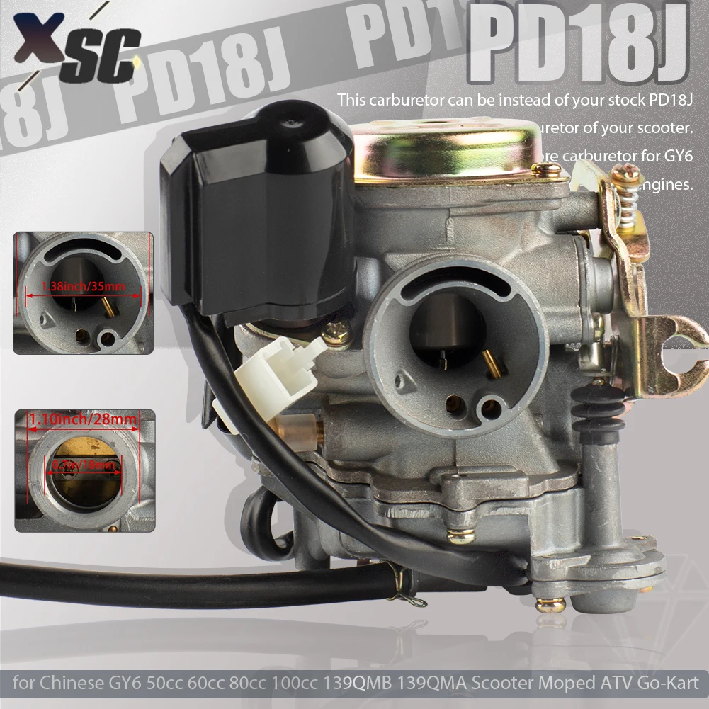 

PD18J 18mm Big Bore Carb CVK Motorcycle Carburetor For Chinese GY6 50cc 60cc 80cc 100cc 139QMB 139QMA Scooter Moped ATV Go-Kart