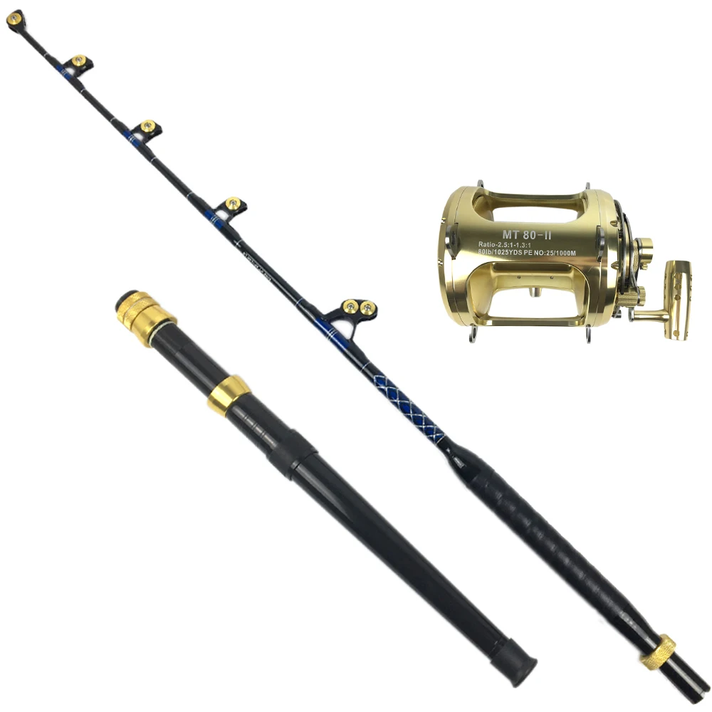 Fiberglass Fishing Rod And Reel Combo 80w Heavy Duty Reels Sea Trolling  Deep Drop Tuna 130lb Fishing Rod Reel Combo - AliExpress
