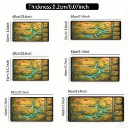 Grassland Map Theme Durable Rubber Game Mat - 35x60cm Mouse Pad & Office Desk Mat with Friendly Design - 600x300x2mm (BLACK1)