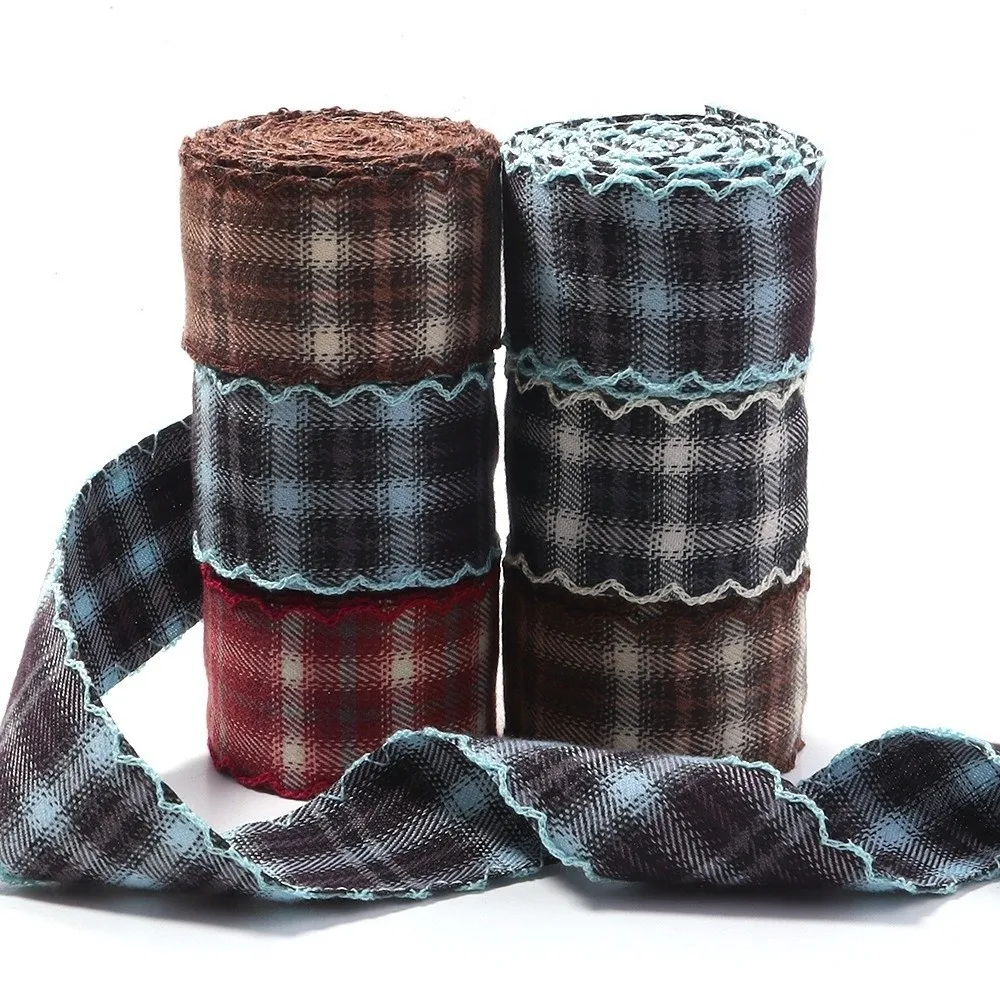 Nastri a quadri fai da te con bordo ondulato, stile britannico, per fiocchi e confezioni regalo, stile preppy - immagine 2