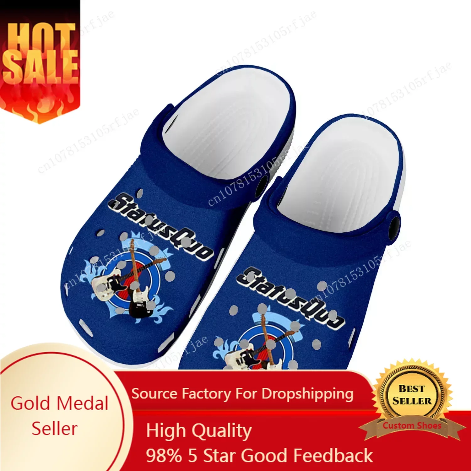 

Status Quo Rock Band Fashion Home Clogs Custom Water Shoes Mens Womens Teenager Shoes Garden Clog Breathable Beach Hole Slippers