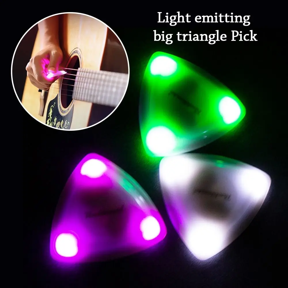 Guitar Glowing Plectrum White/Green/Purple Luminous Glowing Picks Acoustic Guitar Picks with LED Light Bass Ukulele Accessories