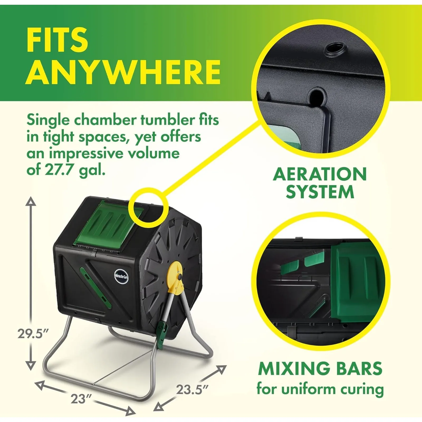 US Large Composter - Compact Single Chamber Outdoor Garden Compost Bin Heavy Duty – UV Protected Turning Barrel 2