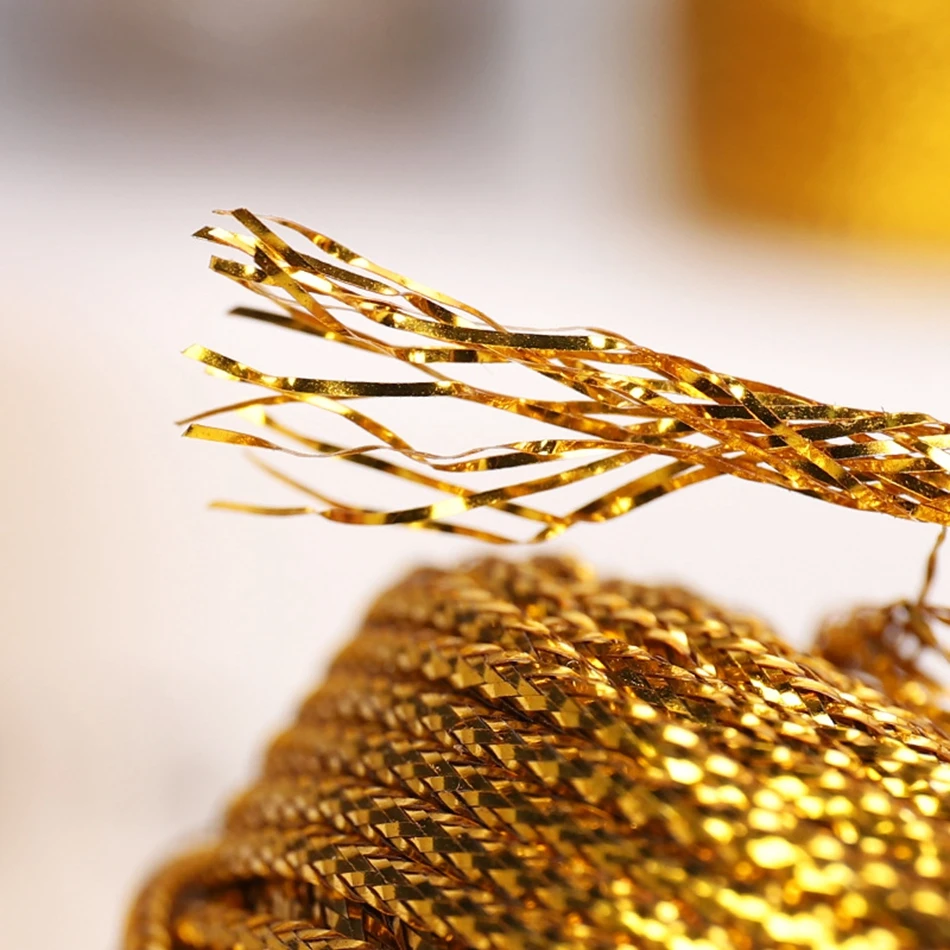 100M Gold Silver Macrame Cord Rope String Twine Ribbon Bows Crafts DIY Gift Wrap Sewing Twisted Thread Home Textile Decor 1.5mm macrame cord