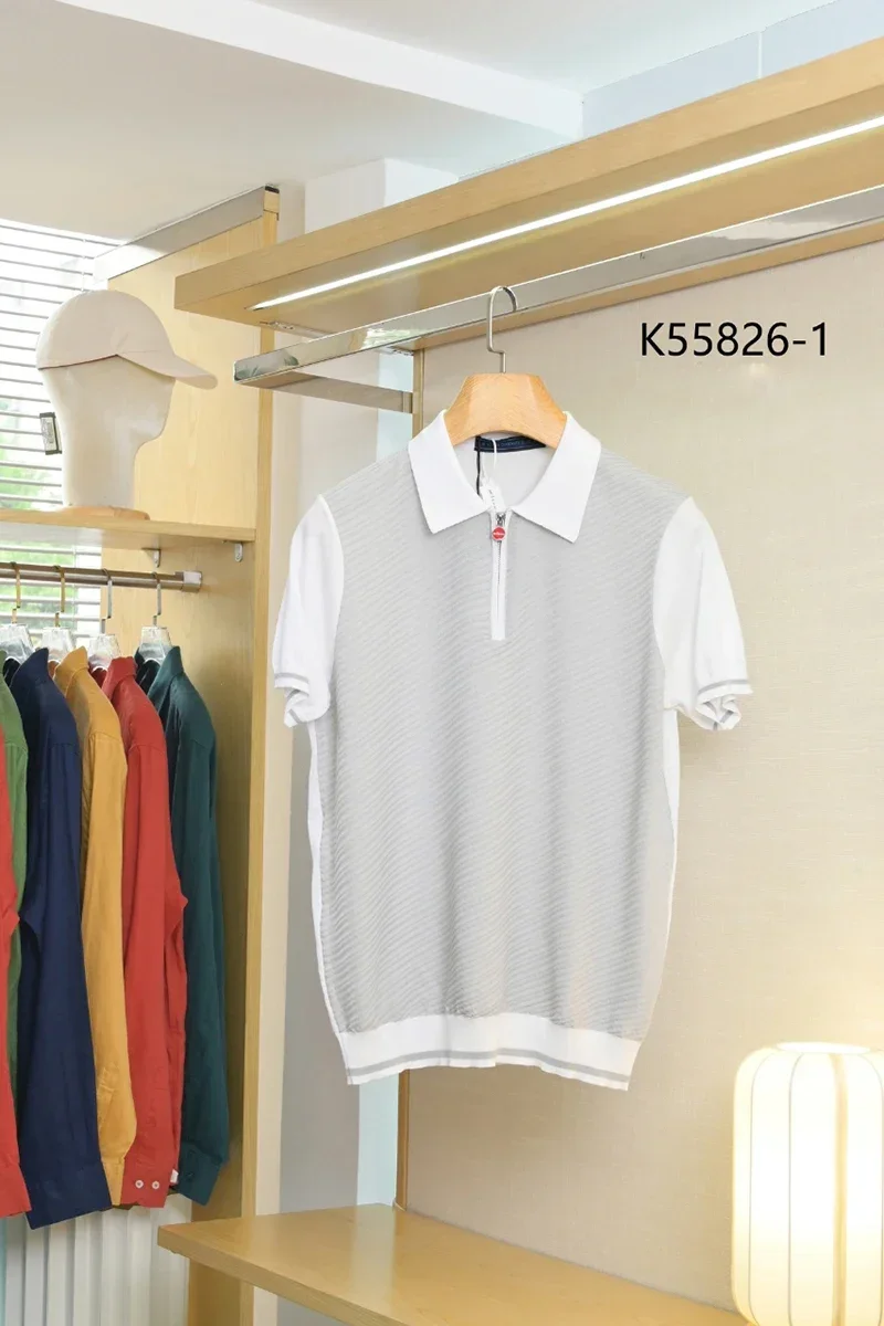 OECHSLI polo in seta da uomo 2025 New Fashion ricamo elastico manica corta cerniera sottile qualità taglia grande M-4XL - immagine 6