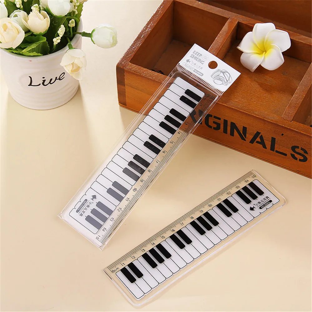 Ruler Set Drawing Ruler Straight Ruler 1 Pcs 15cm Musical Notes Piano Transparent Straight Rulers Drawing Measuring Ruler Papeleria De Estudiante
