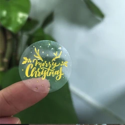merry Christmas sticker thank you stickers Clear Gold Foil transparent Stickers Gift Cards Envelope Sealing Label new year party