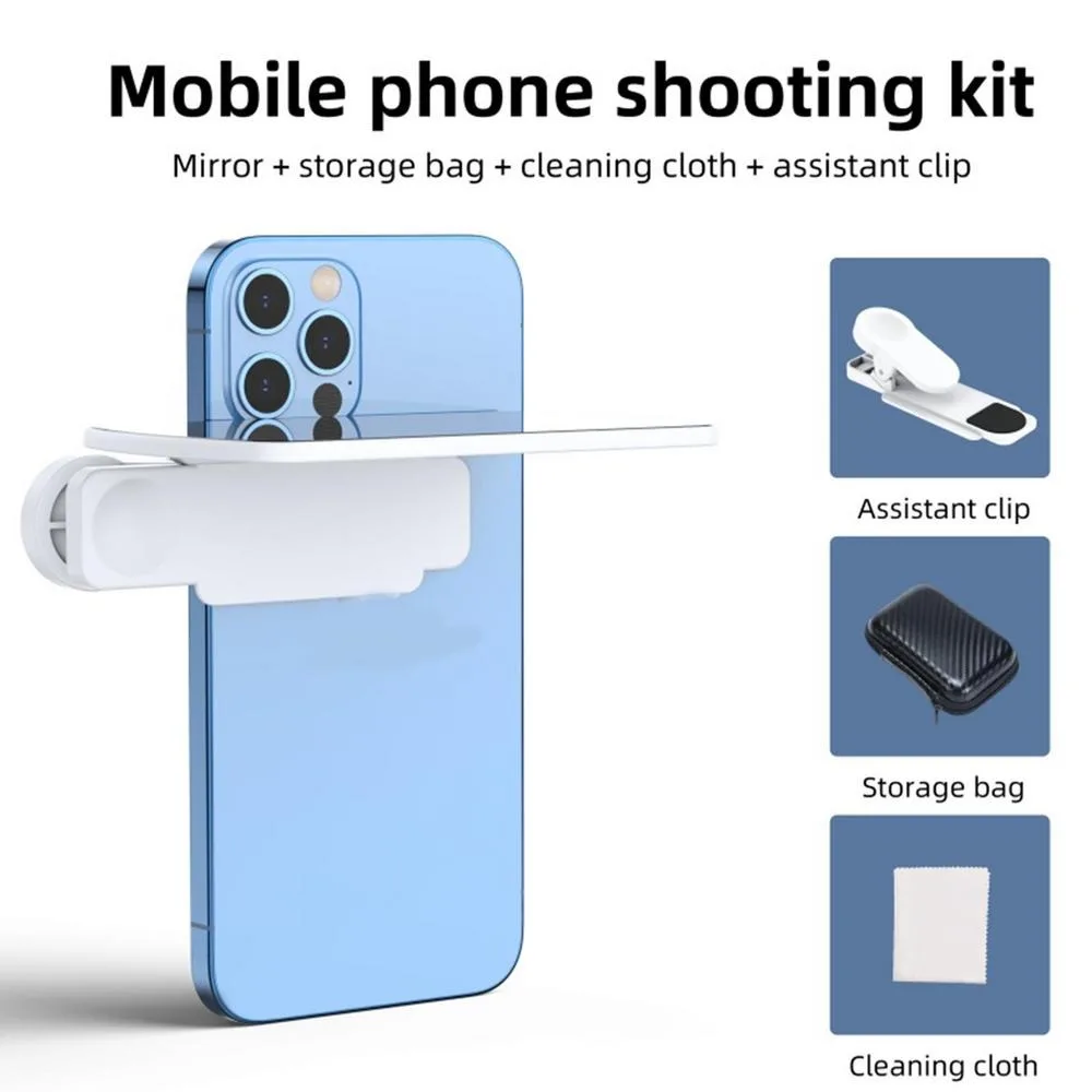 Selfie Phone Camera Mirror Reflection Clip Regolabile Smart Phone Camera Reflection Mirror Kit Travel Universal