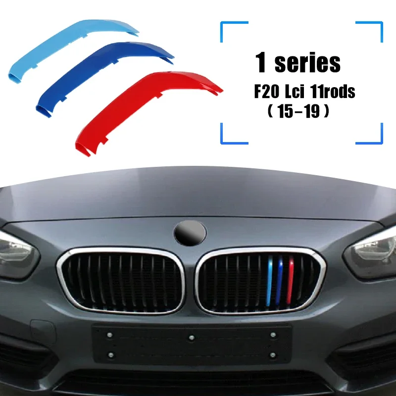 3PCS ABS Tri-farbe Auto Racing Grills Trim Streifen Für BMW 1 Serie E81 E82 E87 E88 f20 F40 M-Power Styling Außen Zubehör – Detail 8