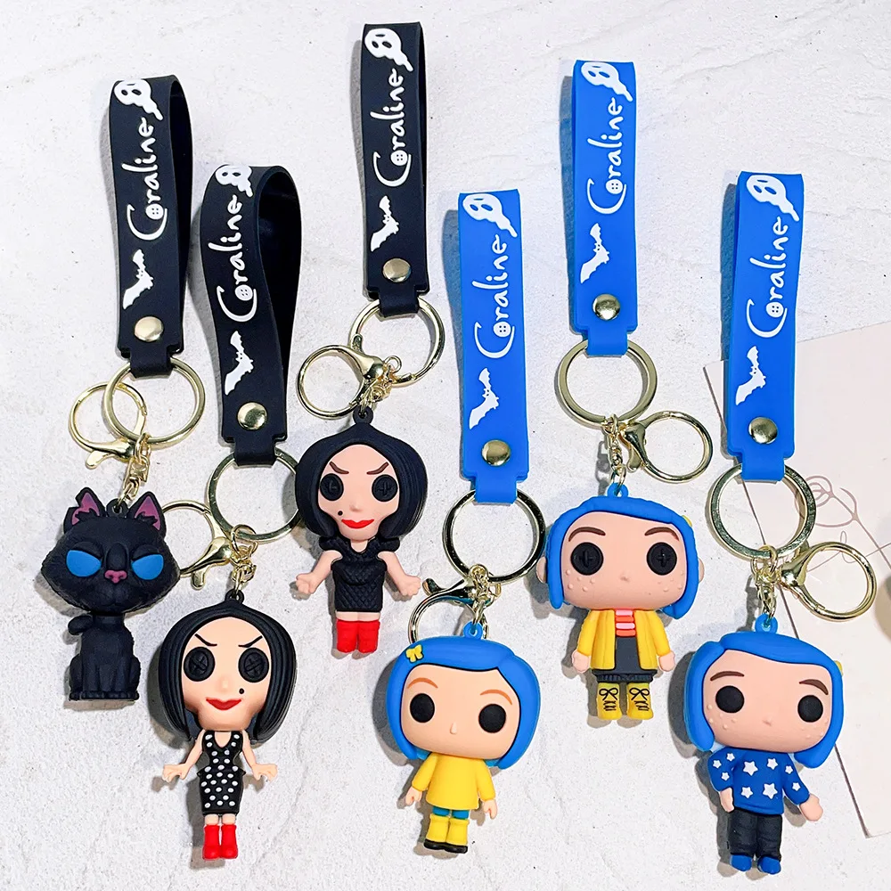 

Classic Movie Coraline & the Secret Door Keychain Coraline Model Key Chain Accessories Bag Ornament Keyrings Personality Pendant