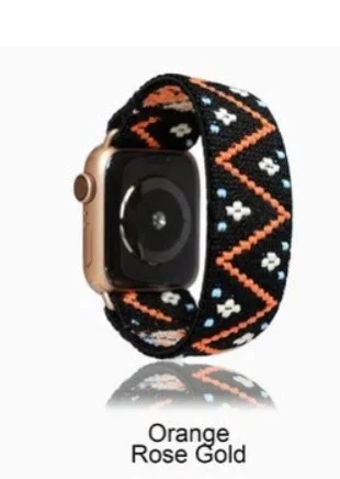 Elastic Scrunchie Strap Band for Apple Watch 7 5 6 4 8mm 40mm 42mm 44mm Women Bracelet for iwatch series 7 6 se 5 4 45mm 41mm orange rose gold