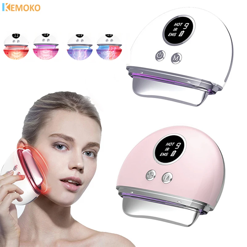 Microcurrent Heated Gua Sha Facial Tool Vibration Face Massager for Anti-Aging Improve Facial Contour Acupressure Skin Care Tool luxury collagen cream effect anti aging moisturizing improve dry smoothing fine lines cream face cream korea skin care products